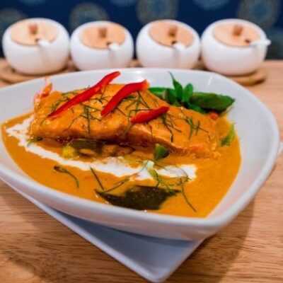Salmon Paneang W/ Rice